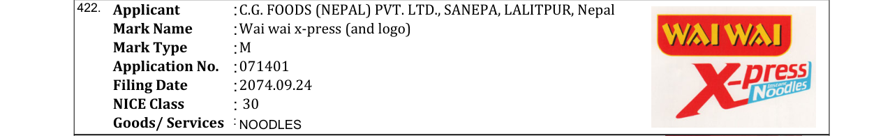 Original bulletin entry for Wai wai x-press (and logo)
