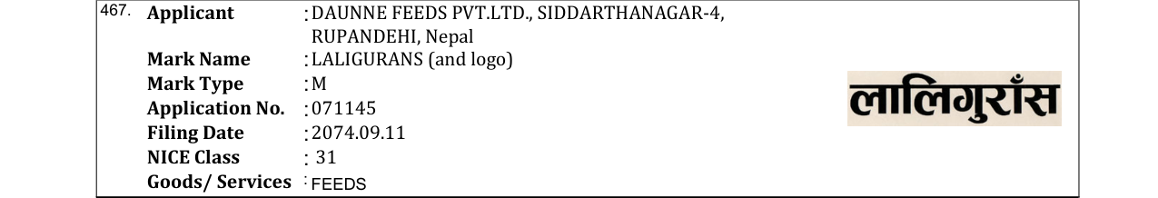 Original bulletin entry for LALIGURANS (and logo)
