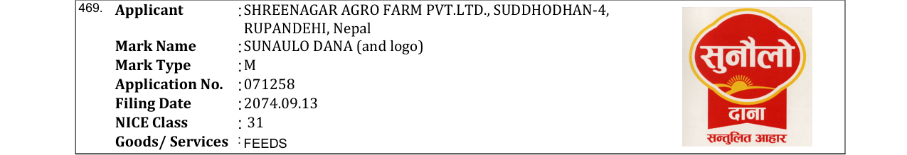 Original bulletin entry for SUNAULO DANA (and logo)