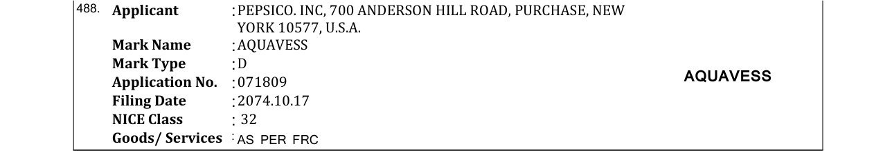 Original bulletin entry for AQUAVESS