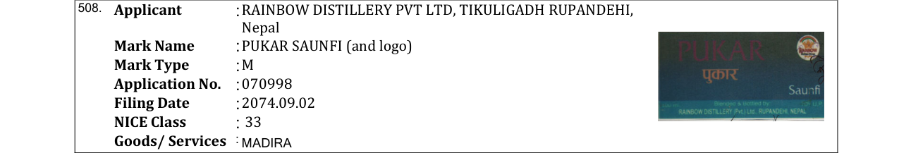 Original bulletin entry for PUKAR SAUNFI (and logo)