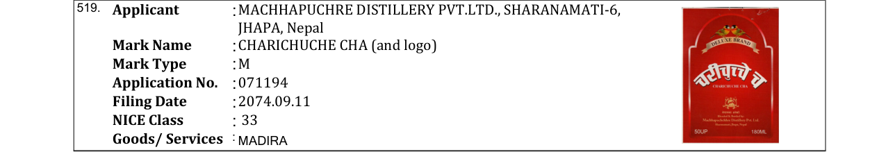 Original bulletin entry for CHARICHUCHE CHA (and logo)
