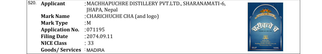 Original bulletin entry for CHARICHUCHE CHA (and logo)