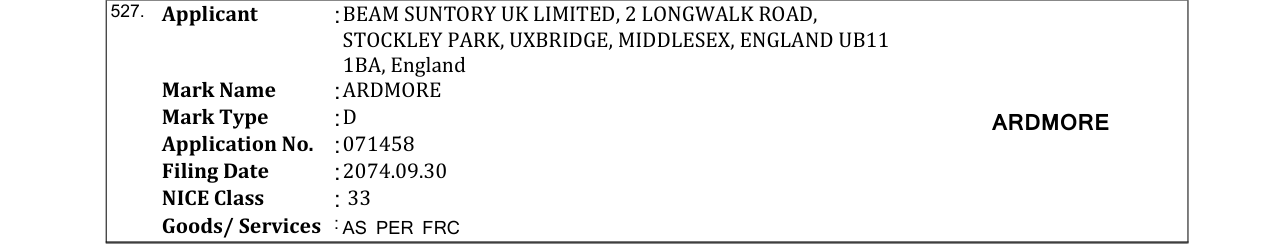 Original bulletin entry for ARDMORE