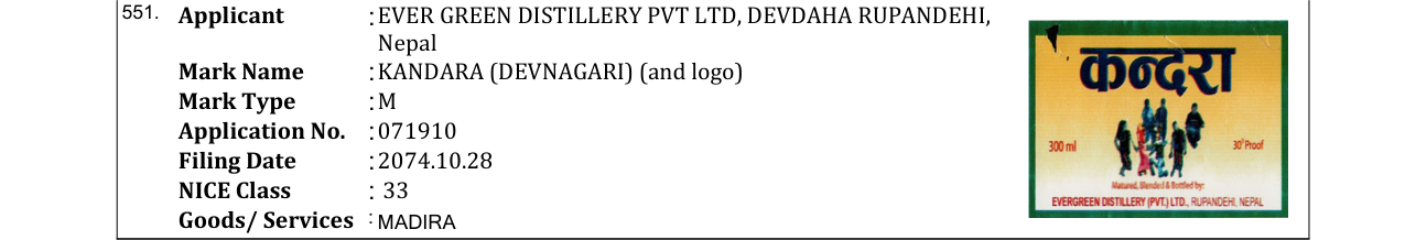 Original bulletin entry for KANDARA (DEVNAGARI) (and logo)
