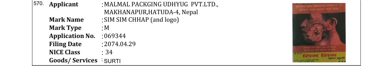 Original bulletin entry for SIM SIM CHHAP (and logo)