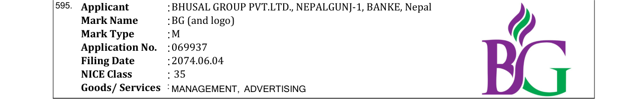 Original bulletin entry for BG (and logo)