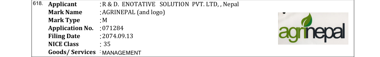 Original bulletin entry for AGRINEPAL (and logo)