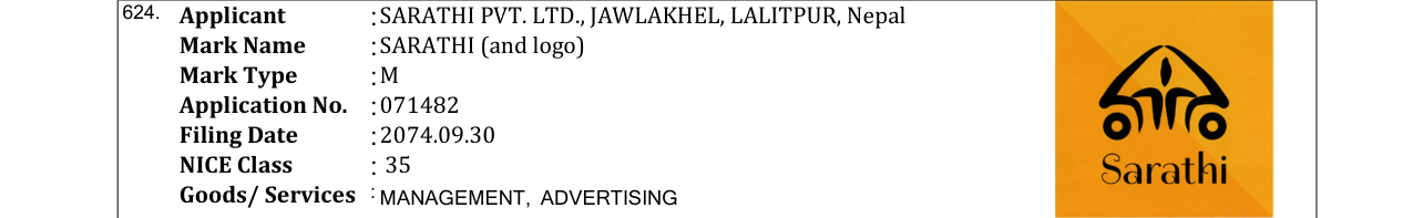 Original bulletin entry for SARATHI (and logo)