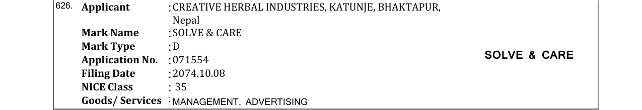 Original bulletin entry for SOLVE & CARE