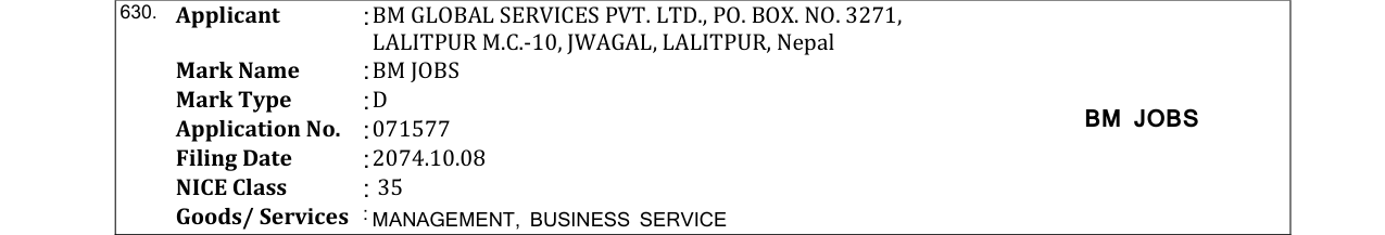 Original bulletin entry for BM JOBS