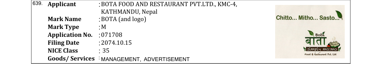 Original bulletin entry for BOTA (and logo)