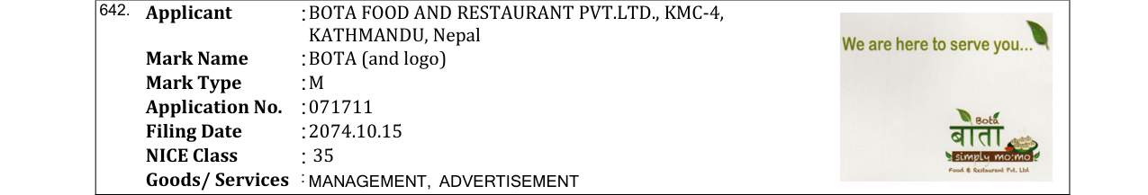 Original bulletin entry for BOTA (and logo)