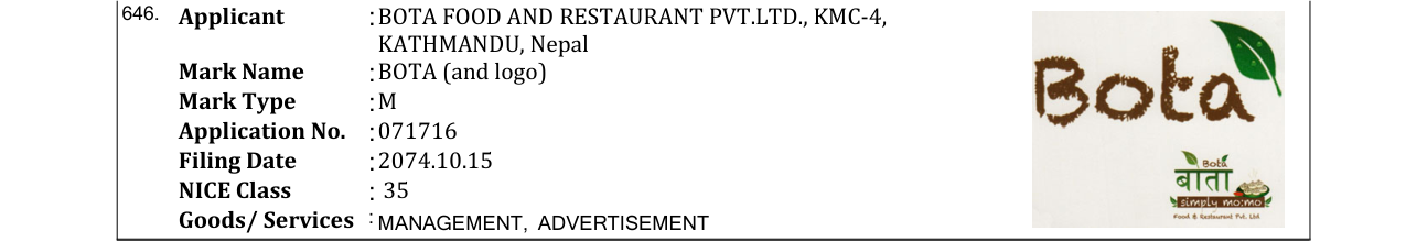 Original bulletin entry for BOTA (and logo)