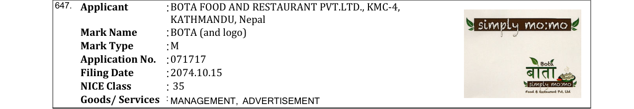 Original bulletin entry for BOTA (and logo)