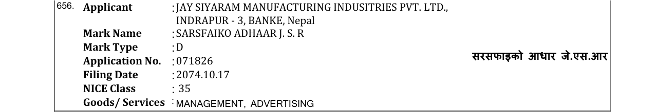 Original bulletin entry for SARSFAIKO ADHAAR J. S. R