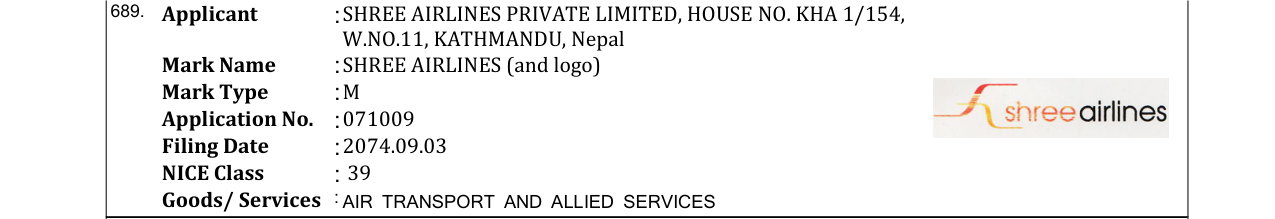 Original bulletin entry for SHREE AIRLINES (and logo)