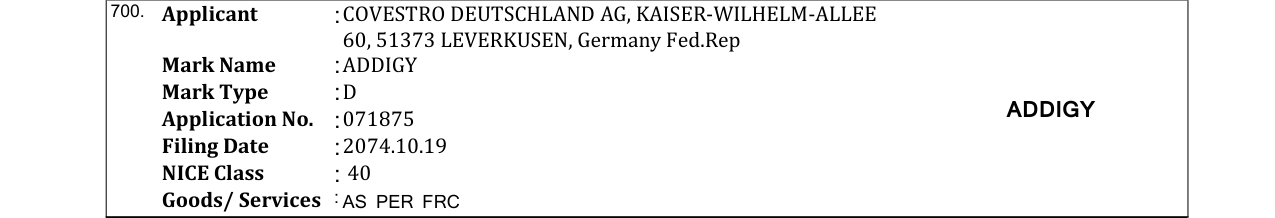 Original bulletin entry for ADDIGY