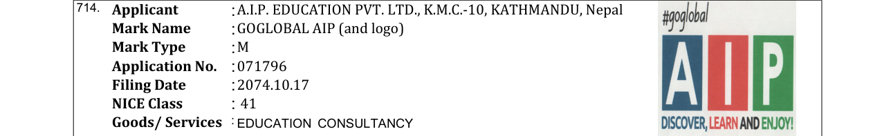 Original bulletin entry for GOGLOBAL AIP (and logo)