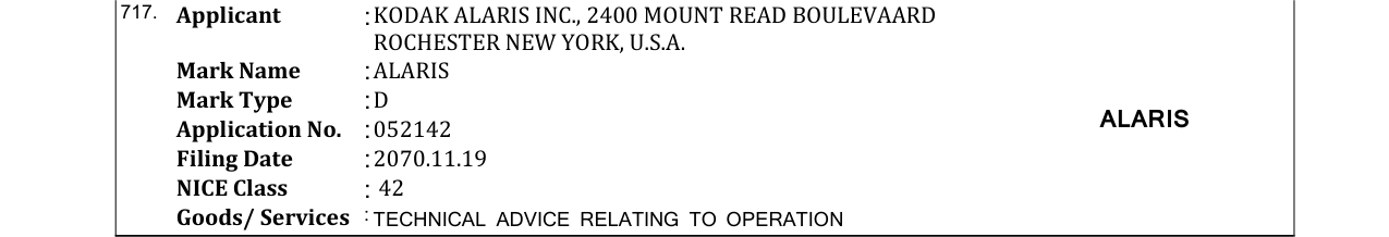 Original bulletin entry for ALARIS
