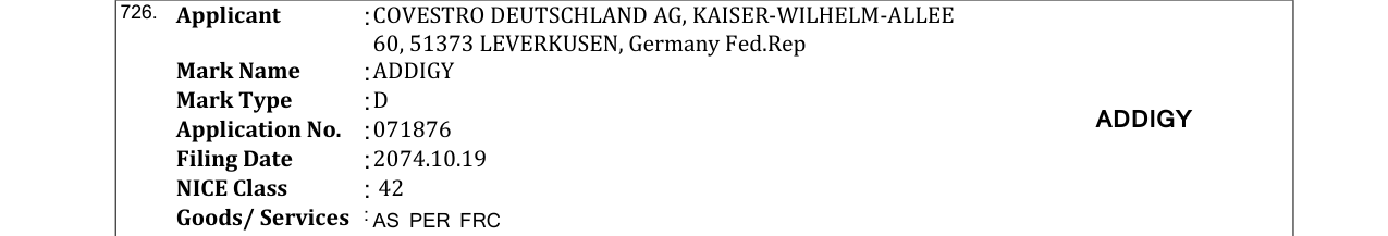 Original bulletin entry for ADDIGY