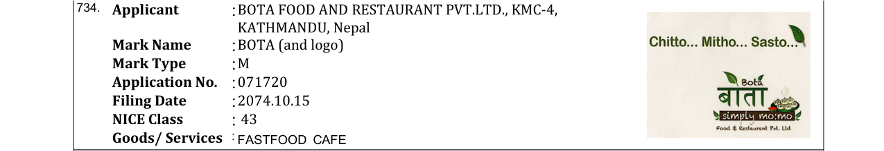 Original bulletin entry for BOTA (and logo)