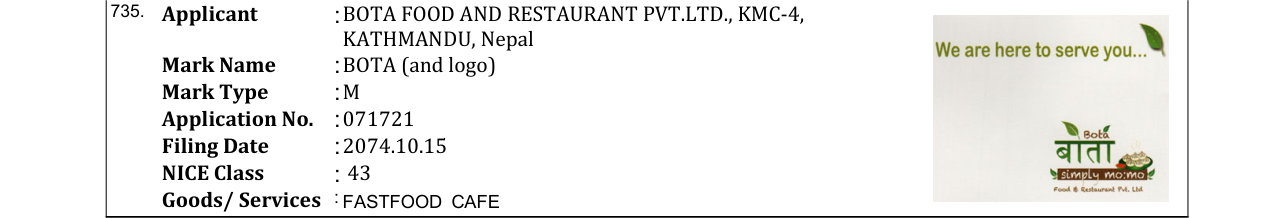Original bulletin entry for BOTA (and logo)