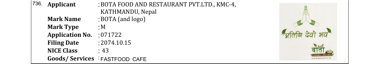 Original bulletin entry for BOTA (and logo)