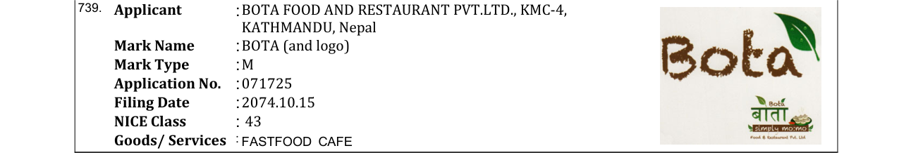 Original bulletin entry for BOTA (and logo)