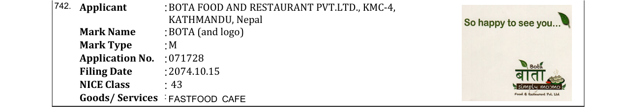 Original bulletin entry for BOTA (and logo)