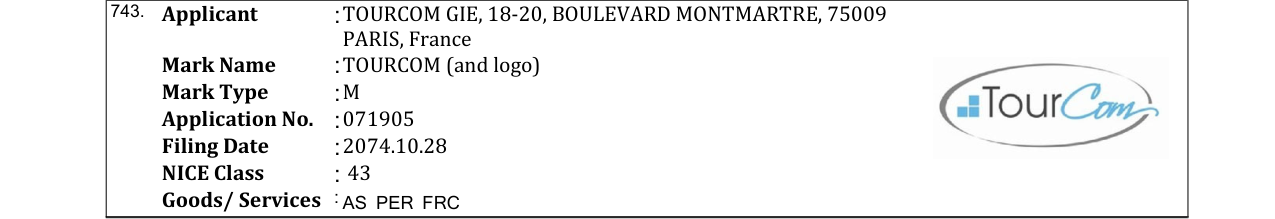 Original bulletin entry for TOURCOM (and logo)