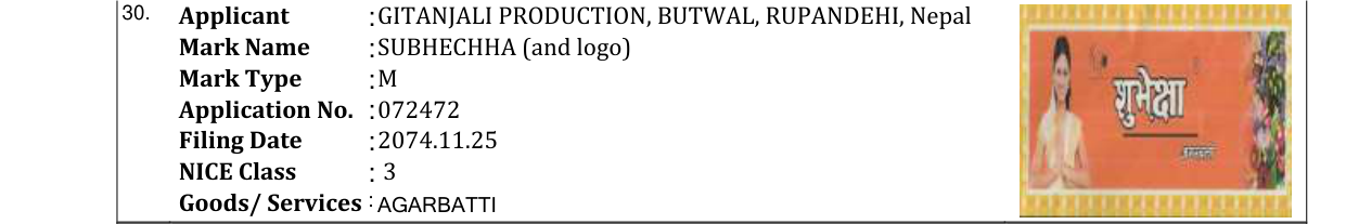 Original bulletin entry for SUBHECHHA (and logo)