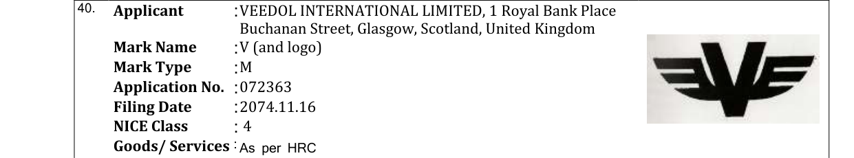 Original bulletin entry for V (and logo)
