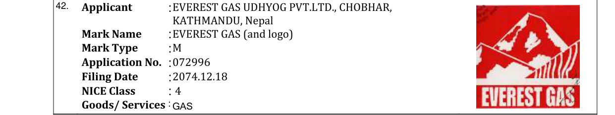 Original bulletin entry for EVEREST GAS (and logo)