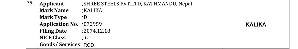 Original bulletin entry for KALIKA