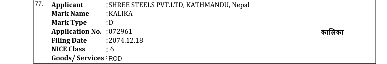 Original bulletin entry for KALIKA