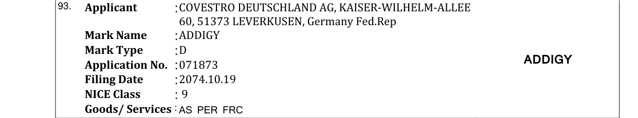 Original bulletin entry for ADDIGY