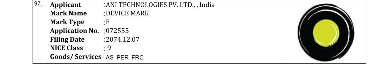 Original bulletin entry for DEVICE MARK