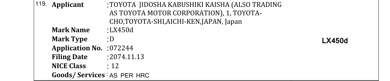 Original bulletin entry for LX450d