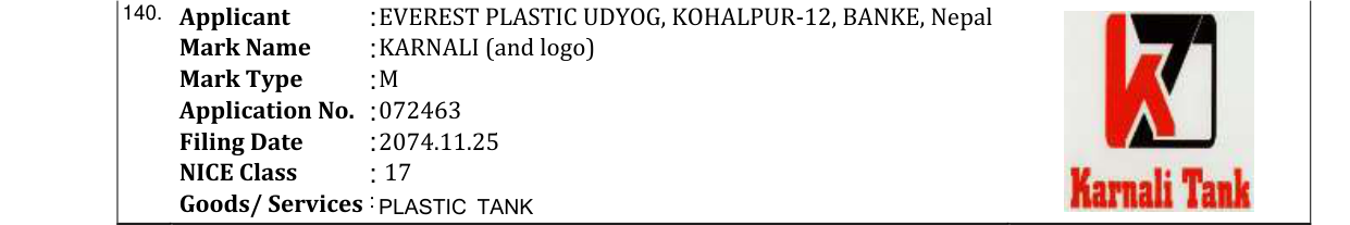 Original bulletin entry for KARNALI (and logo)