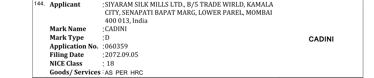 Original bulletin entry for CADINI