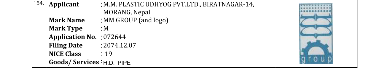 Original bulletin entry for MM GROUP (and logo)