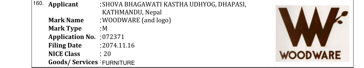 Original bulletin entry for WOODWARE (and logo)