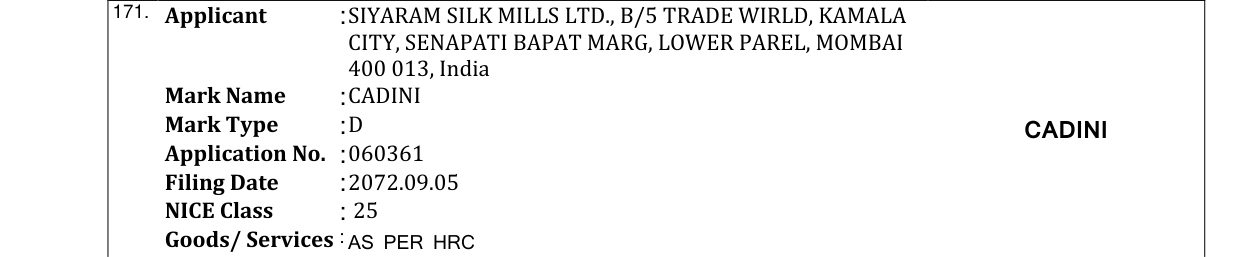 Original bulletin entry for CADINI