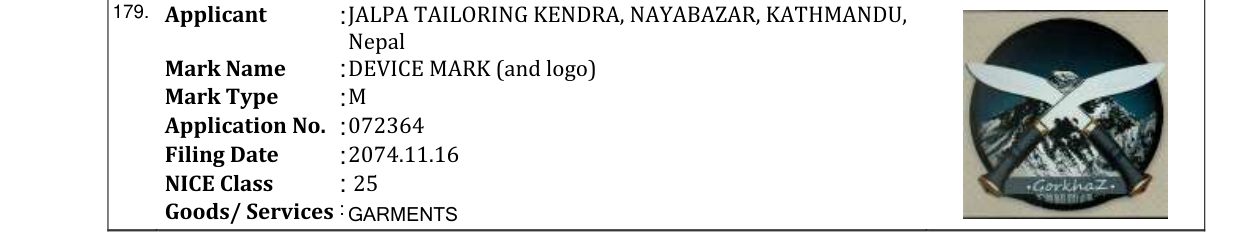 Original bulletin entry for DEVICE MARK (and logo)