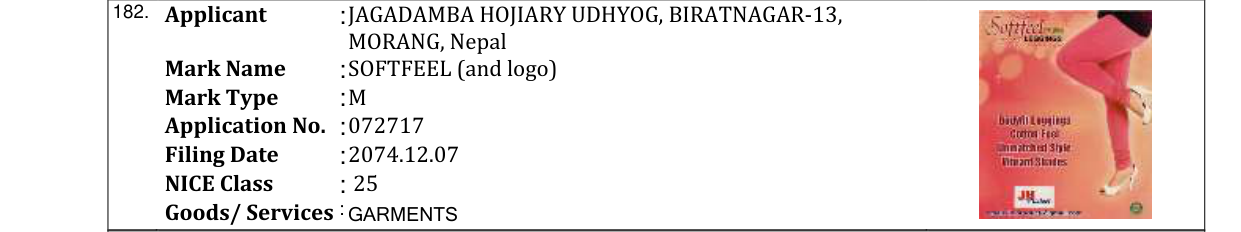 Original bulletin entry for SOFTFEEL (and logo)