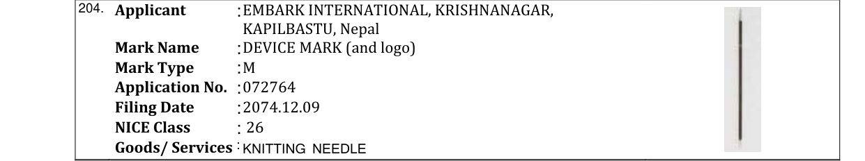 Original bulletin entry for DEVICE MARK (and logo)