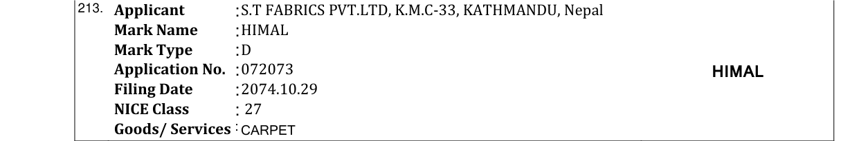 Original bulletin entry for HIMAL