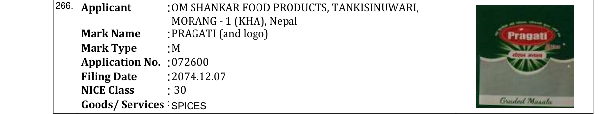 Original bulletin entry for PRAGATI (and logo)