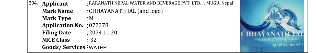 Original bulletin entry for CHHAYANATH JAL (and logo)